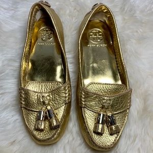 Tory Burch Gold Flats with Tassels Size 6.5